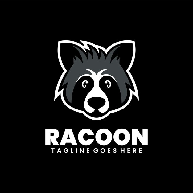 Diseño del logotipo de la mascota de la ilustración del mapache