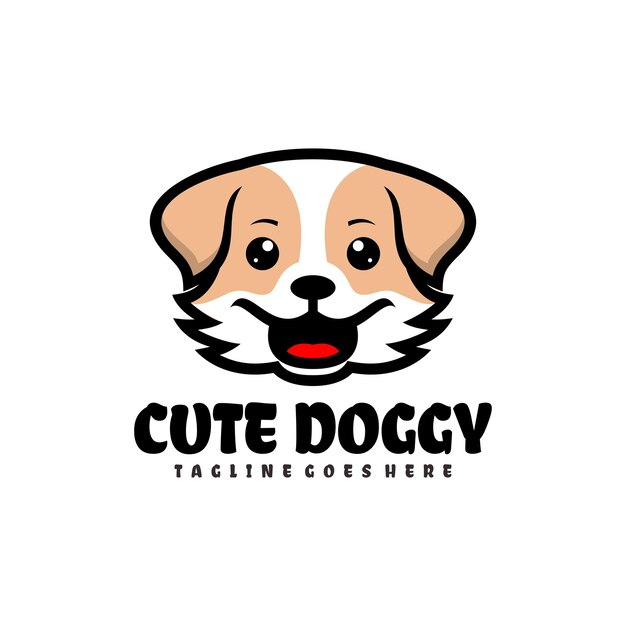diseño de logotipo de mascota de ilustración de perrito lindo