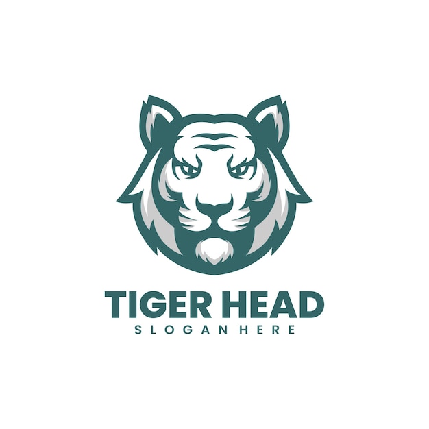 Diseño del logotipo de la mascota simple de cabeza de tigre vectorial libre