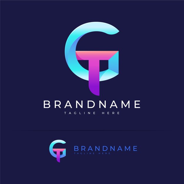 Diseño de logotipo de monograma degradado gt