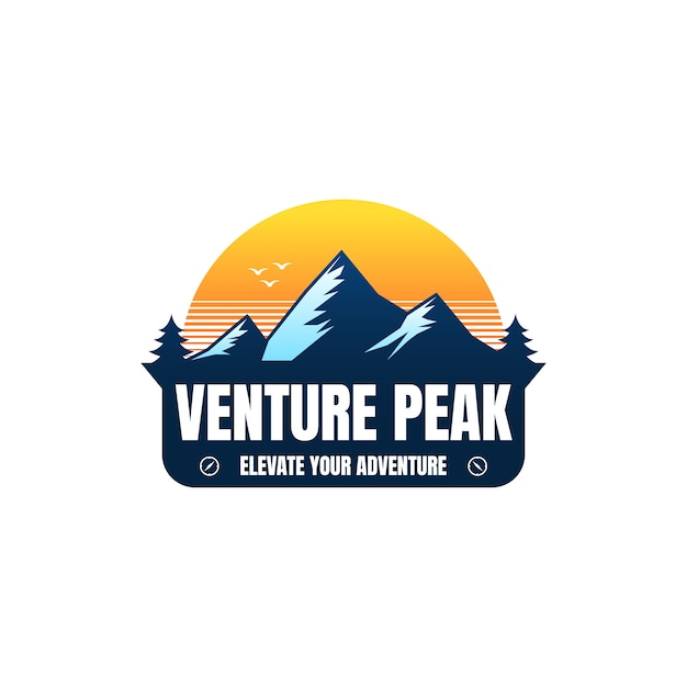 Diseño del logotipo de la montaña en gradiente