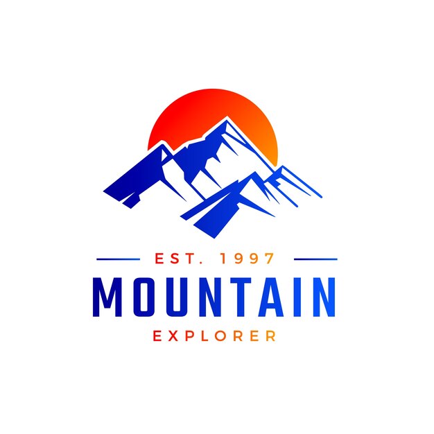 Diseño del logotipo de la montaña en gradiente