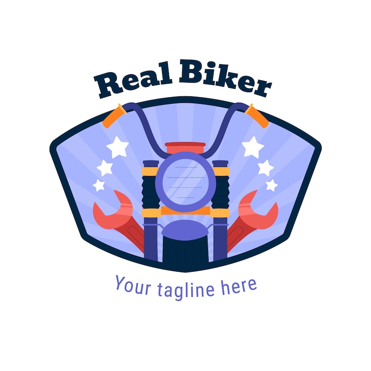 Vector gratuito diseño de logotipo de motorista de coche dibujado a mano