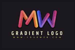 Vector gratuito diseño de logotipo mw degradado