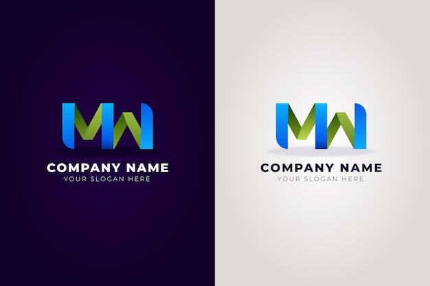 Diseño de logotipo mw degradado