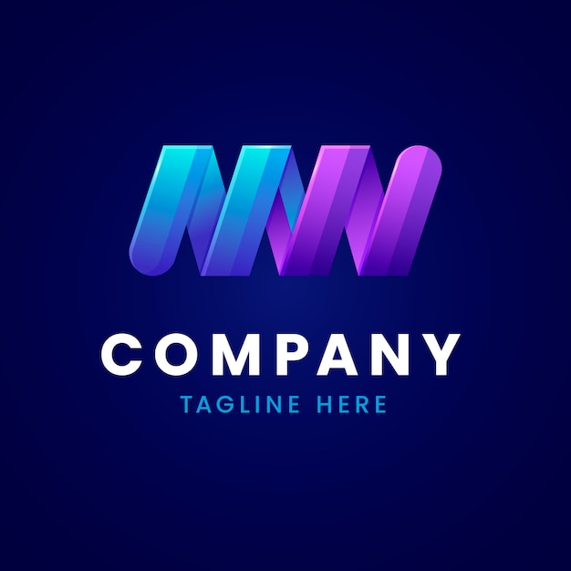 Diseño de logotipo mw degradado