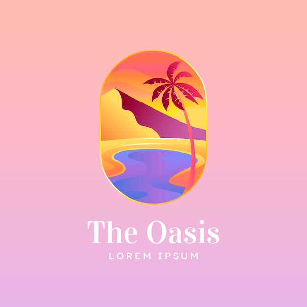 Diseño de logotipo de oasis degradado