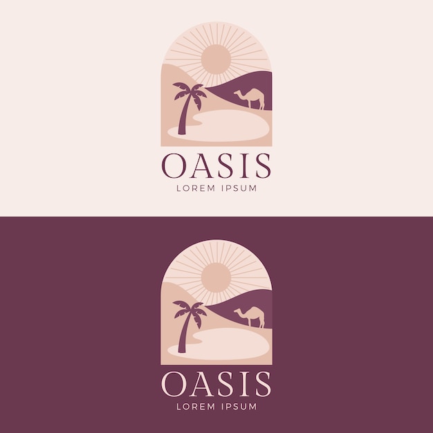 Diseño de logotipo de oasis de diseño plano