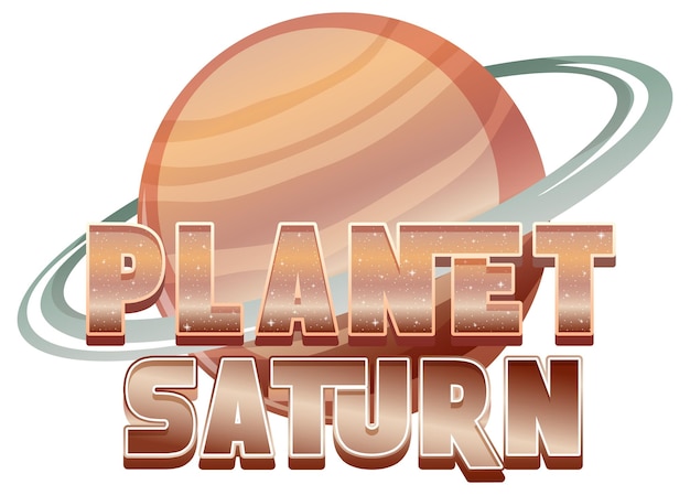 Vector gratuito diseño del logotipo de la palabra planet saturn con el planeta saturno