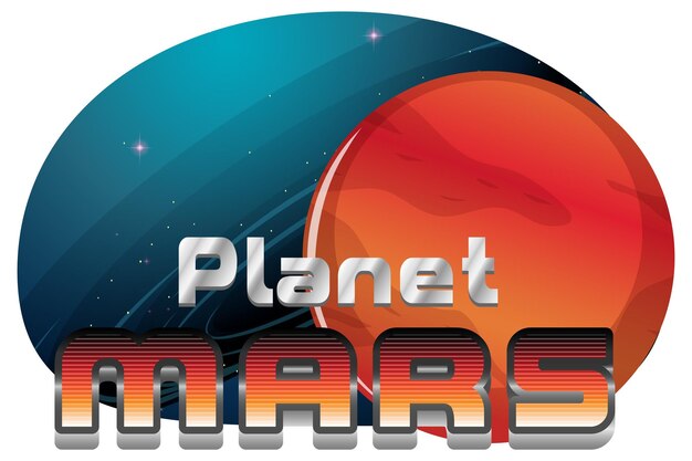 Diseño de logotipo de palabra planeta Marte