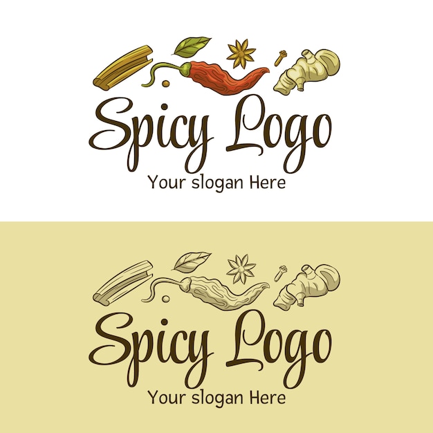 Vector gratuito diseño de logotipo picante dibujado a mano