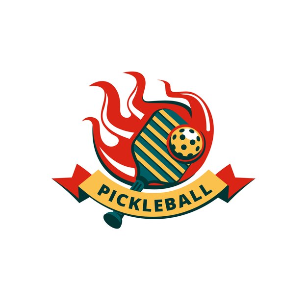 Diseño de logotipo de pickleball de diseño plano