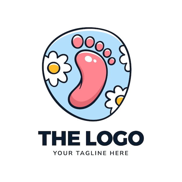 Diseño del logotipo del pie de bebé dibujado a mano