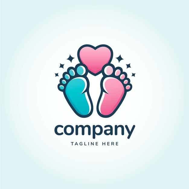 Diseño del logotipo del pie de bebé en gradiente