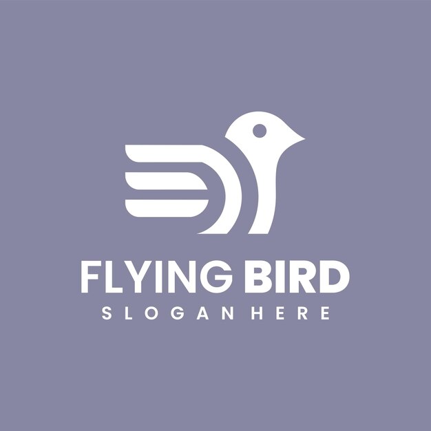 Diseño de logotipo plano de pájaro volador.