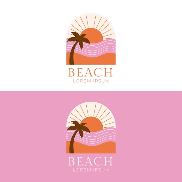 Diseño de logotipo de playa de diseño plano