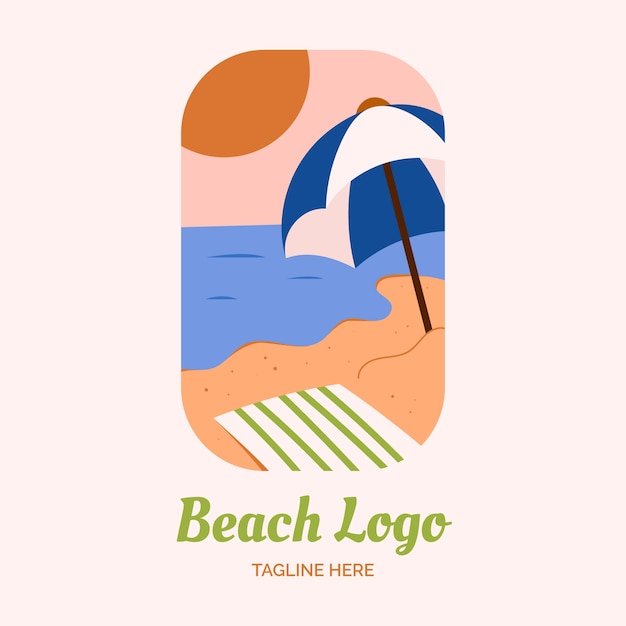 Vector gratuito diseño de logotipo de playa de diseño plano