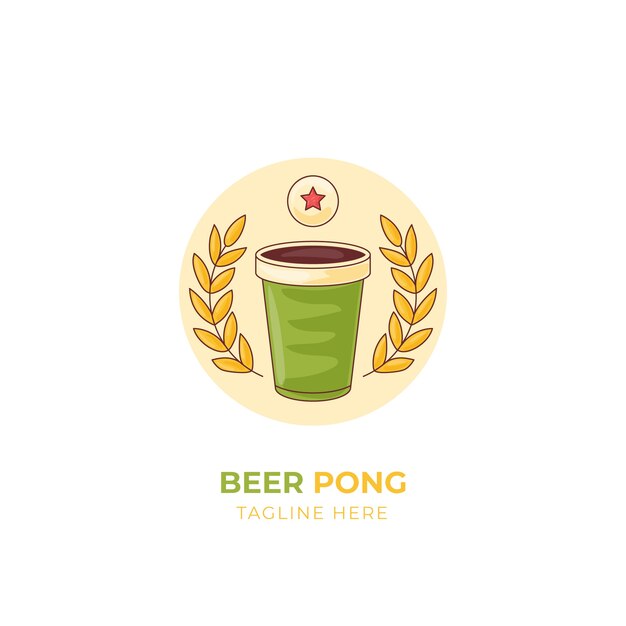 Diseño de logotipo de pong de cerveza dibujado a mano