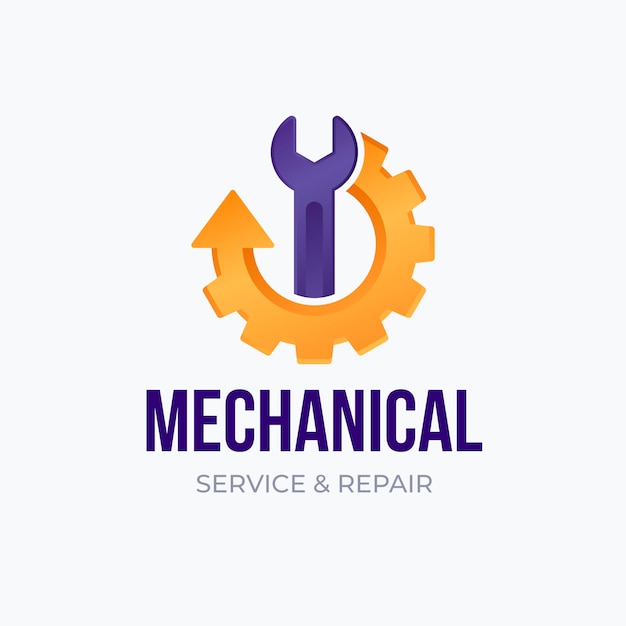 Vector gratuito diseño de logotipo de reparación mecánica.