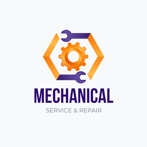 Vector gratuito diseño de logotipo de reparación mecánica.