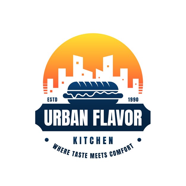 Diseño del logotipo del restaurante en gradiente