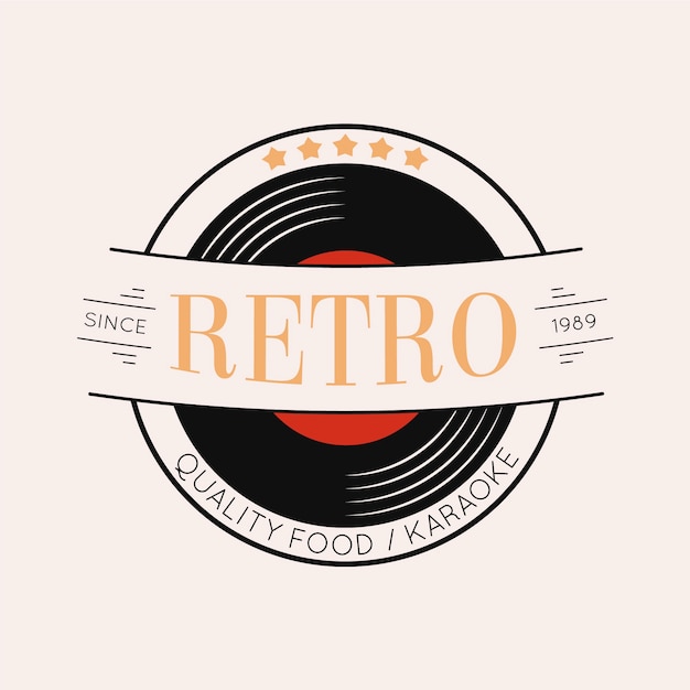 Vector gratuito diseño de logotipo de restaurante retro con vinilo.