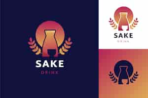 Vector gratuito diseño de logotipo de sake degradado