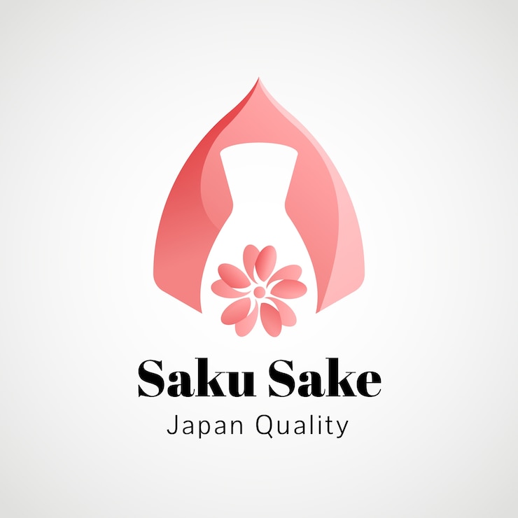 Vector gratuito diseño de logotipo de sake degradado