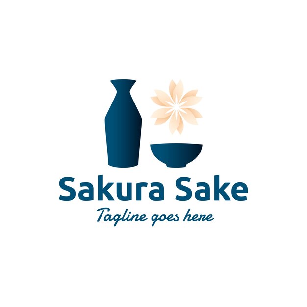 Diseño de logotipo de sake degradado