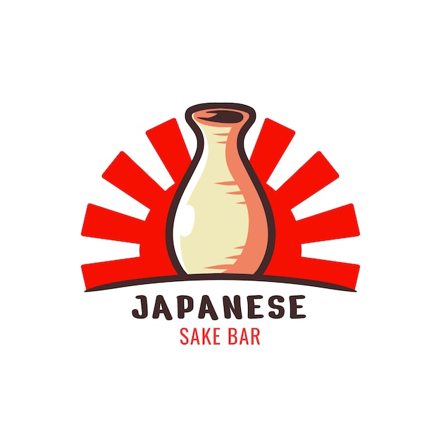 Vector gratuito diseño de logotipo de sake dibujado a mano