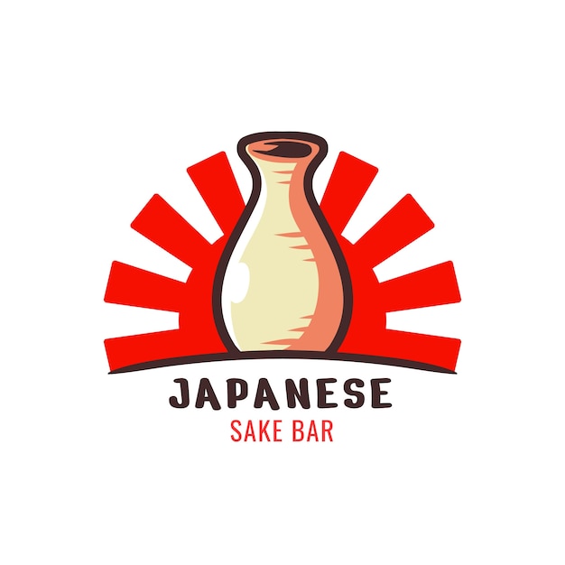 Diseño de logotipo de sake dibujado a mano