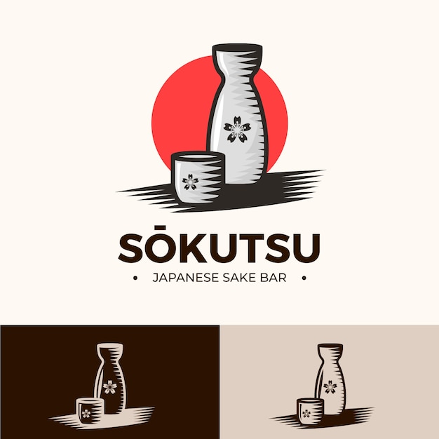 Diseño de logotipo de sake dibujado a mano