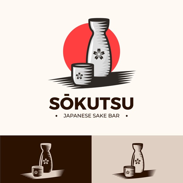 Diseño de logotipo de sake dibujado a mano