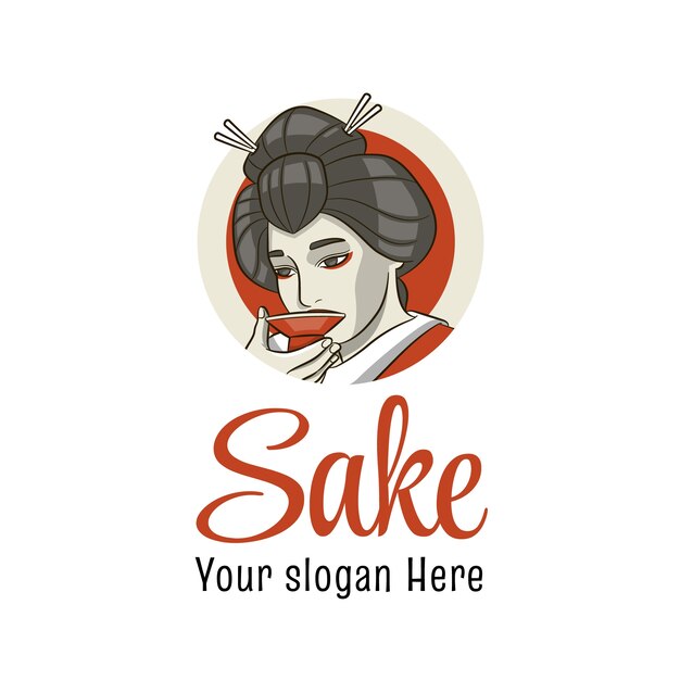 Diseño de logotipo de sake dibujado a mano