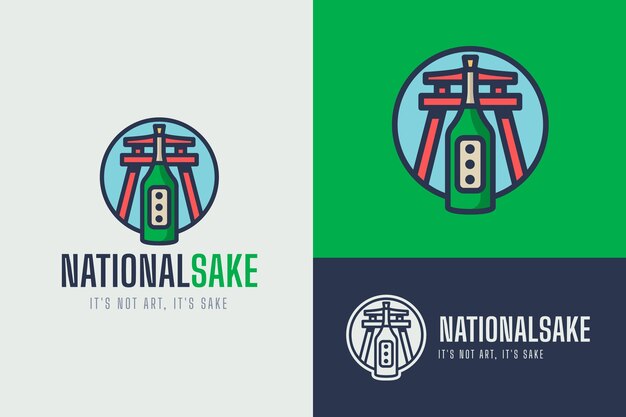 Diseño de logotipo de sake de diseño plano