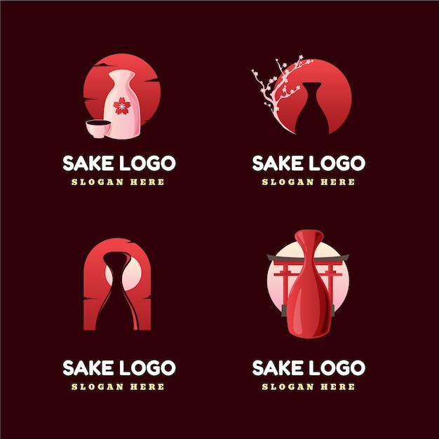 Vector gratuito diseño de logotipo de sake saludable degradado