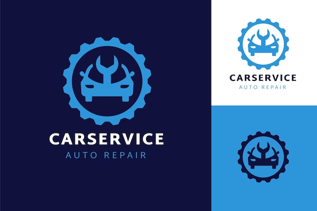 Diseño de logotipo de servicio de coche de diseño plano