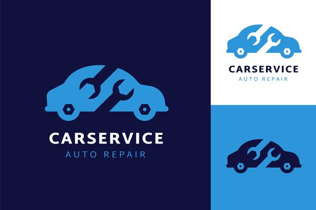 Diseño de logotipo de servicio de coche de diseño plano