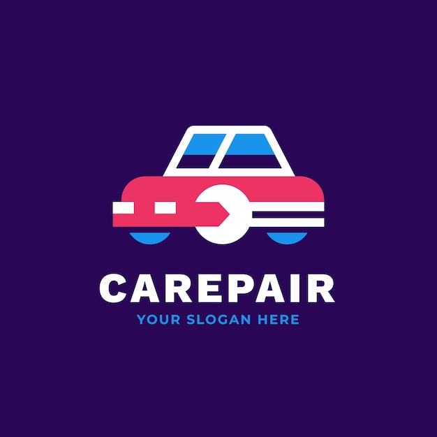 Diseño de logotipo de servicio de coche de diseño plano