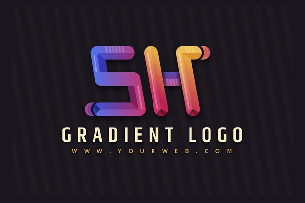 Diseño de logotipo sh degradado