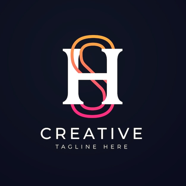 Diseño de logotipo sh degradado