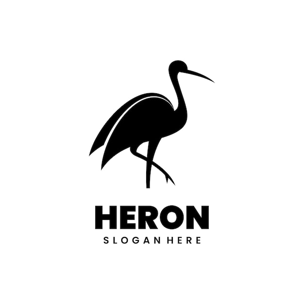 Diseño del logotipo de la silueta de la garza vectorial libre