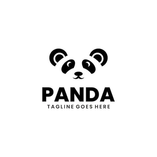 diseño de logotipo de silueta de ilustración de panda