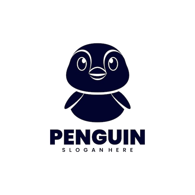 Diseño de logotipo de silueta de pingüino de ilustración vectorial