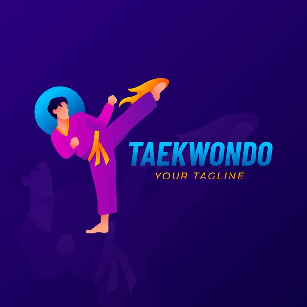 Diseño de logotipo de taekwondo degradado