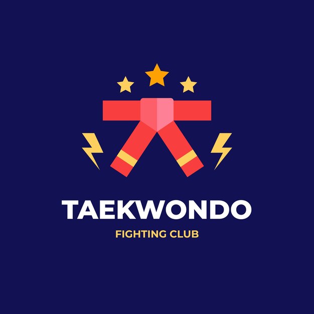Diseño de logotipo de taekwondo de diseño plano