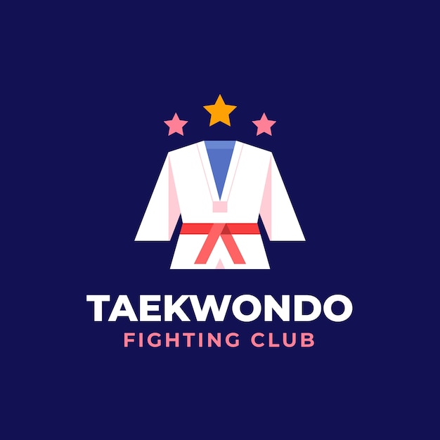 Diseño de logotipo de taekwondo de diseño plano