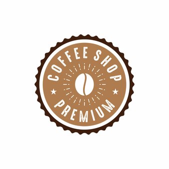 Diseño de logotipo de taza de café en grano, humo y taza de café