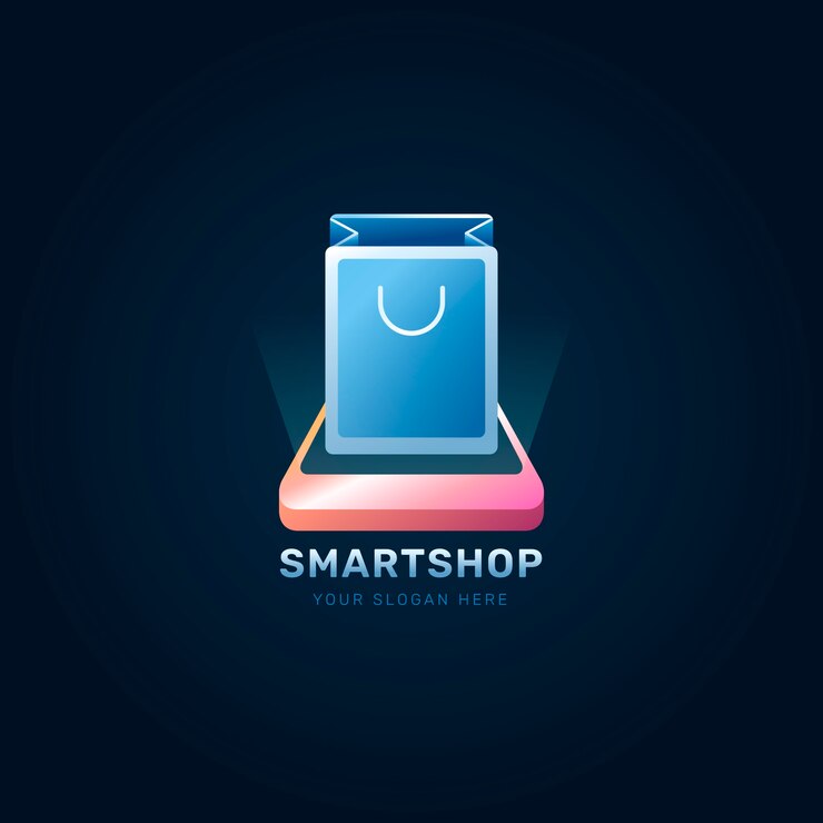 Vector gratuito diseño de logotipo de tienda móvil degradado