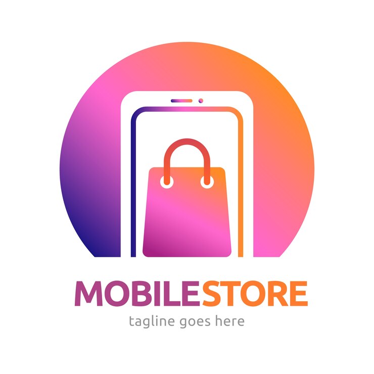 Vector gratuito diseño de logotipo de tienda móvil degradado